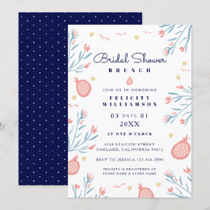 Pomegranate Fruit Floral Bridal Dusche Einladung
