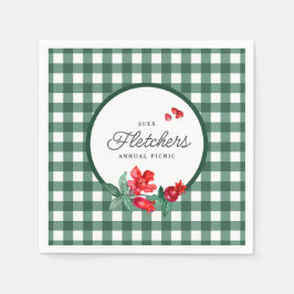 Pomegranate & Green Gingham Custom Serviette