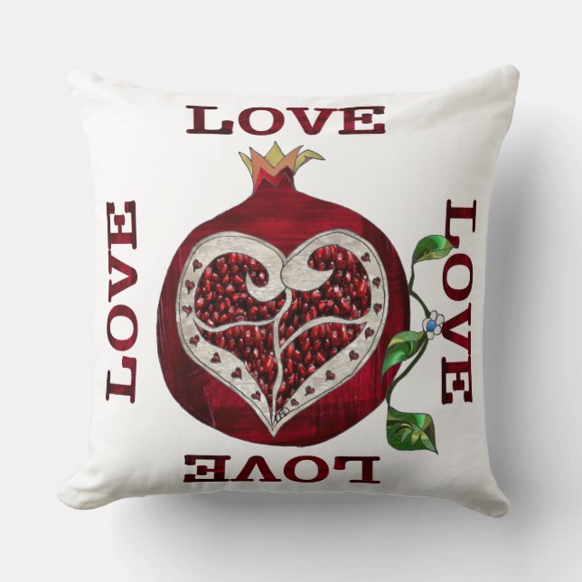 Pomegranate Heart LIEBE Valentine Kissen (Vorderseite)