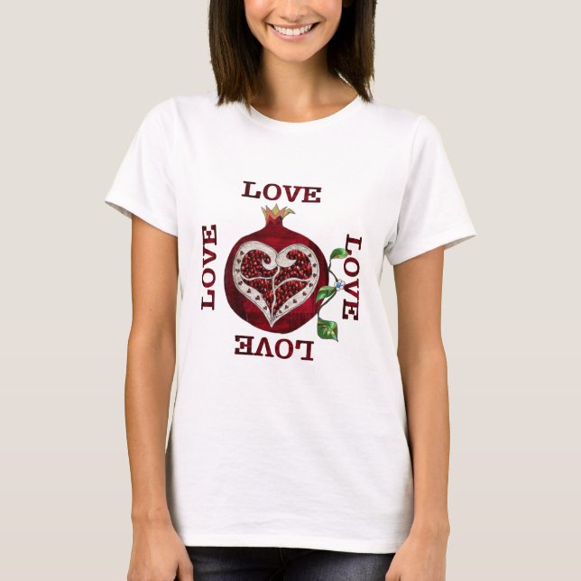 Pomegranate Heart LIEBE Valentine T-Shirt (Vorderseite)