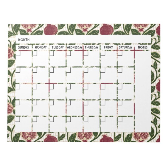Pomegranate-Notepad-Kalender Notizblock (Vorderseite)