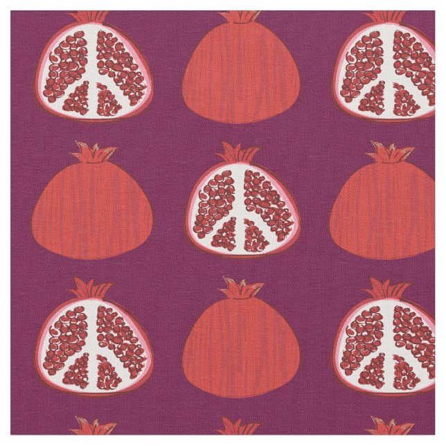 Pomegranate Peace Signs Fruit Stoff (Nahaufnahme)