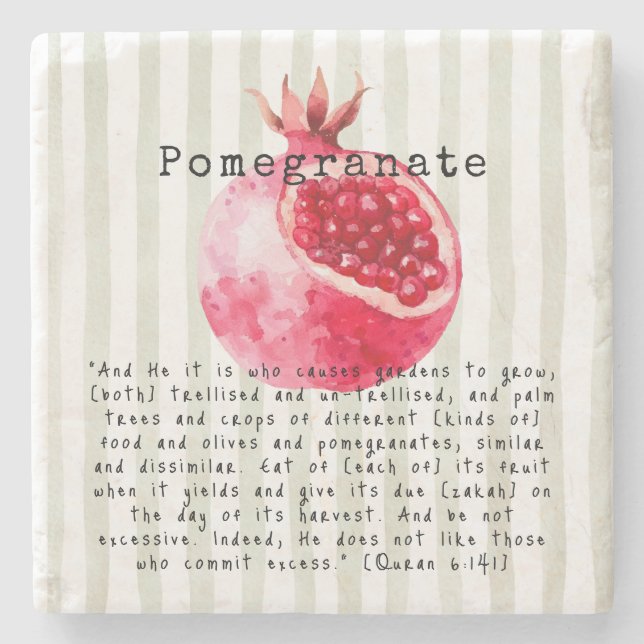 Pomegranate Quran Verse Steinuntersetzer (Vorderseite)