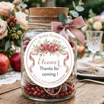 Pomegranate & Ribbon Bridal Shower Favor Sticker