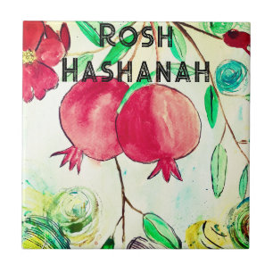 Pomegranate Rosh Hashanah Fruit Shana Tova Fliese