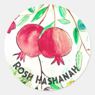 Pomegranate Rosh Hashanah Fruit Shana Tova Runder Aufkleber