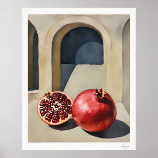 Pomegranate Still Life with Arch Poster