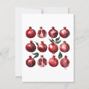 Pomegranate Wasserfarben Kunst Postkarte