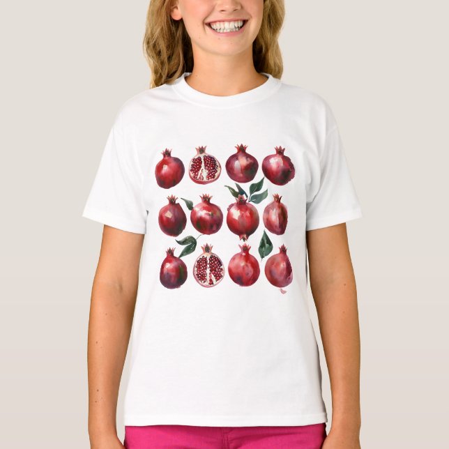 Pomegranate Watercolor Art T-Shirt (Vorderseite)