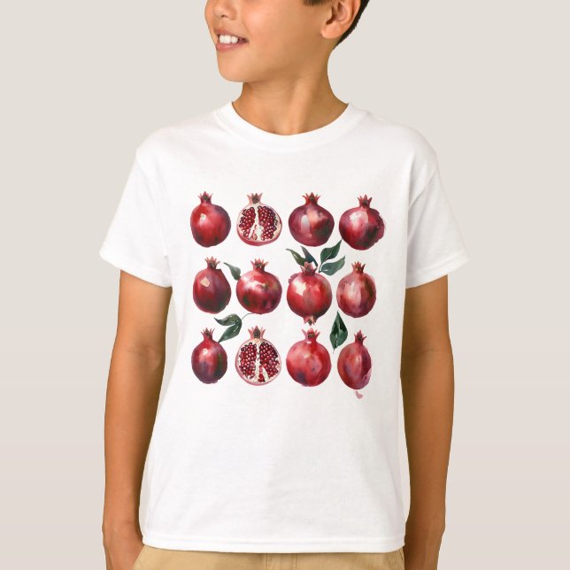 Pomegranate Watercolor Art T-Shirt (Vorderseite)