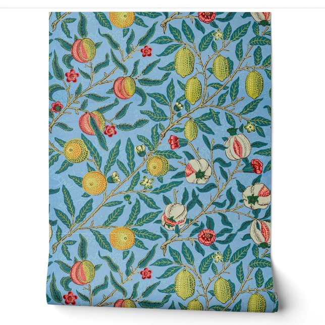 Pomegranate William Morris Original Blue Wallpaper Tapete (Abrollen)