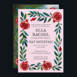 Pomegranates B'nai Bat Bar Mitzvah Custom Foto Einladung<br><div class="desc">Perfekte Karte, um eine Bar mitzvah, Fledermausmitzvah oder andere jüdische Feier anzukündigen! Handgemachte Kunst für Sie! Vollständig anpassbar! Klicken Sie oben auf "Personalisieren", um den Text zu bearbeiten und Ihr Foto auf der Rückseite hinzuzufügen. Klicken Sie auf "Bearbeiten mit dem Design-Tool", um die Schriftart, Farben und Platzierungen anzupassen und das...</div>