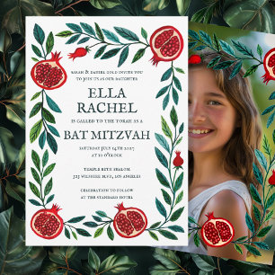 Pomegranates B'nai Bat Bar Mitzvah Custom Foto Einladung