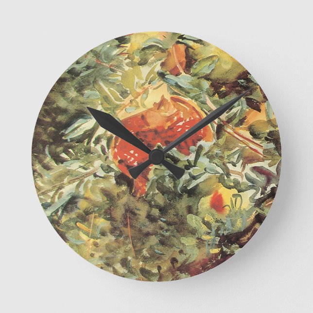 Pomegranates II von John Singer Sargent Runde Wanduhr (Vorderseite)