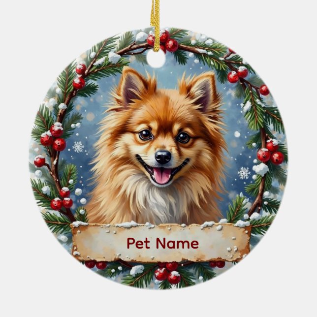 Pomeranian Christmas Keramik Ornament (Hinten)