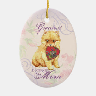 Pomeranian Coeur maman ornement céramique