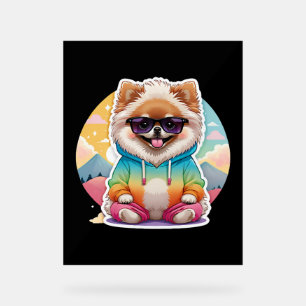 Pomeranian cool en sweat à capuche arc-en-ciel