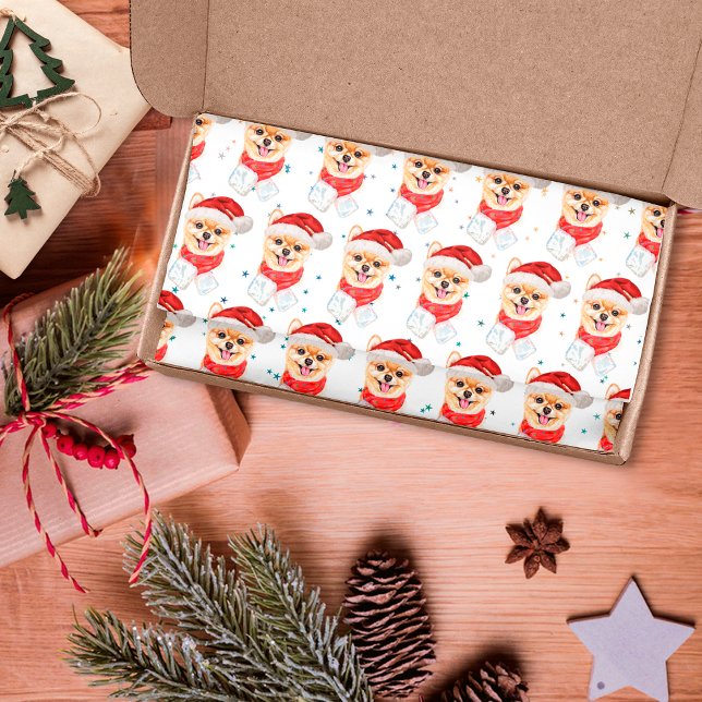 Pomeranian Dog Breed Christmas Stars Seidenpapier (Von Creator hochgeladen)