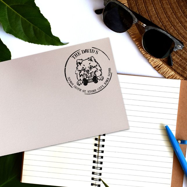 Pomeranian Dog Family Return Address  Gummistempel (Von Creator hochgeladen)