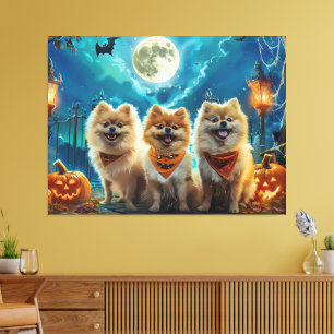 Pomeranian Halloween Gruselig Leinwanddruck