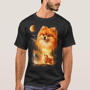 Pomeranian heult zum Mond vintage mystisch do T-Shirt