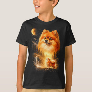 Pomeranian heult zum Mond vintage mystisch do T-Shirt