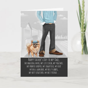 Pomeranian-Hund und Papa zum Vatertag Feiertagskarte