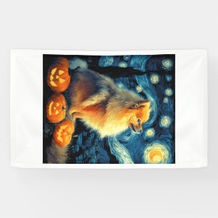 Pomeranian-Hundefreunde Malerei von van gogh Stern Banner