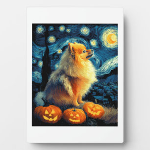 Pomeranian-Hundefreunde Malerei von van gogh Stern Fotoplatte