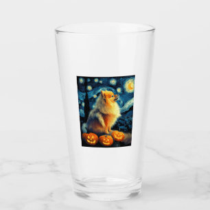 Pomeranian-Hundefreunde Malerei von van gogh Stern Glas