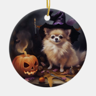 Pomeranian-Kürbisse Halloween Gruselig Keramik Ornament