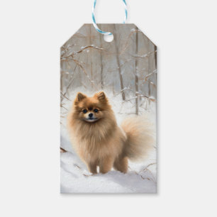 Pomeranian Lass es schneien Weihnachten Geschenkanhänger