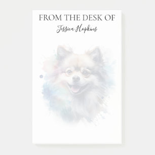 Pomeranian-Liebhaber mit Monogramm-Hund  Post-it Klebezettel