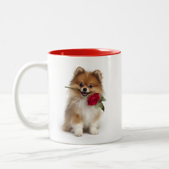 Pomeranian Love Zweifarbige Tasse (Links)