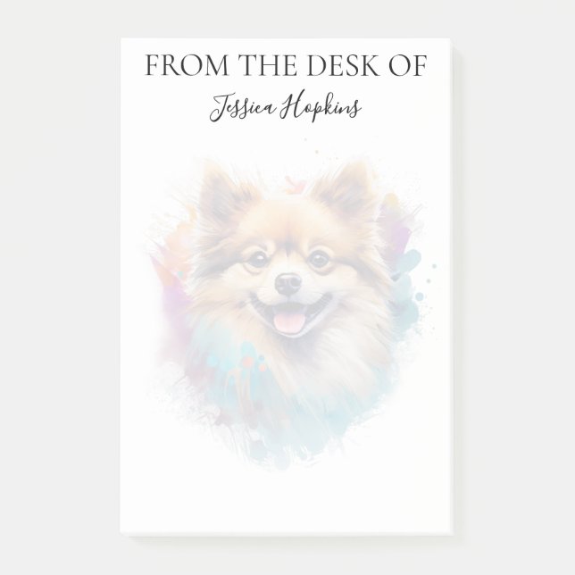 Pomeranian Lover Monogrammed Dog  Post-it Klebezettel (Vorderseite)