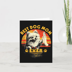 Pomeranian-Mama Retro-Sonnenuntergang lustiger Hun Karte