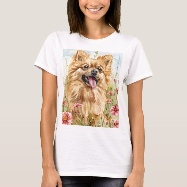 Pomeranian Mom Tee – Watercolor (Vorderseite)
