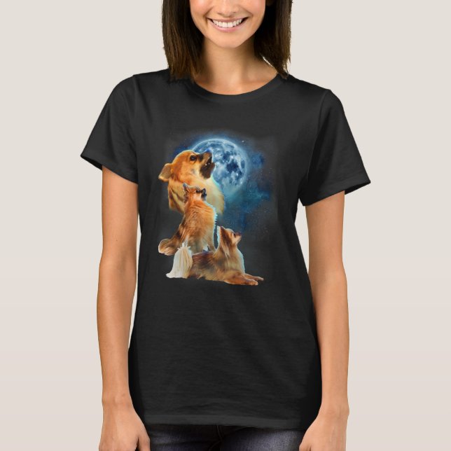 Pomeranian   Pomeranian Howling at the Moon T-Shirt (Vorderseite)