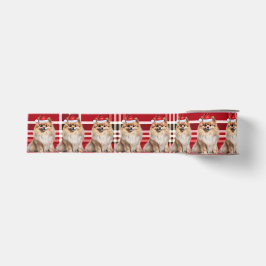 Pomeranian Red Holiday Plaid Funny Dog Christmas Ripsband