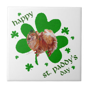 Pomeranian St. Patrick's Day Fliese