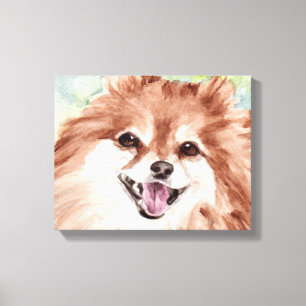 Pomeranian-Wasserfarbdruck Leinwanddruck