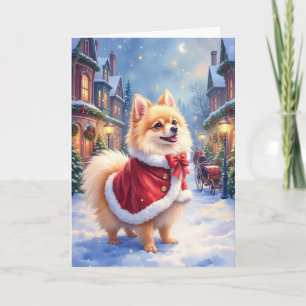 Pomeranian-Weihnachtsdorf im viktorianischen Stil Karte