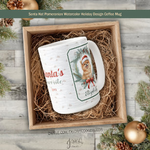 Pomeranian Weihnachtsmütze Wasserfarben Festtagsde Kaffeetasse