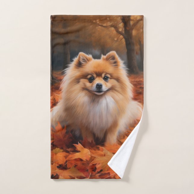 Poméranie en automne Feuilles Automne Inspire (Serviette à main)