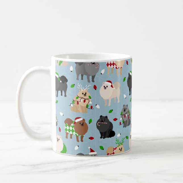 Poméraniens de Noël Café Mug (Gauche)