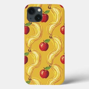 pomme avec motif jaune design iphone 13 coque