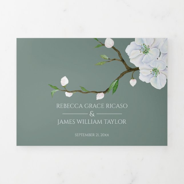 Pomme Blanche Blossom Tout En Un Faire-part de mar (Page de couverture)