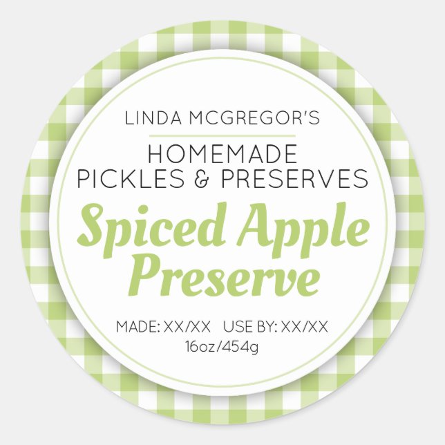 Pomme confit vert rond confiture étiquette aliment (Devant)