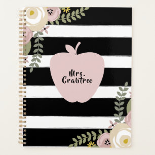 Pomme florale poussiéreuse Noir + Blancs Enseigna