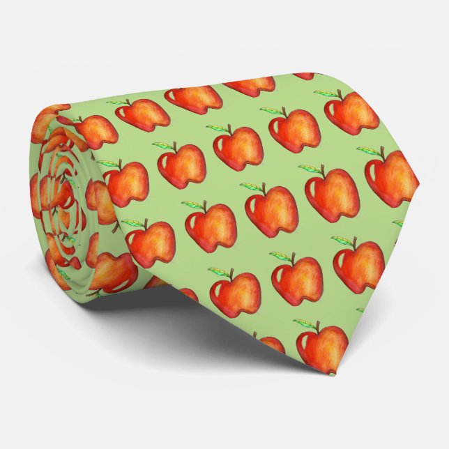 Pomme pour l'enseignant Green Red Apples Cravate c (Roulé)